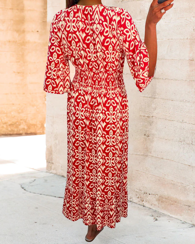 Robe longue imprimée rouge