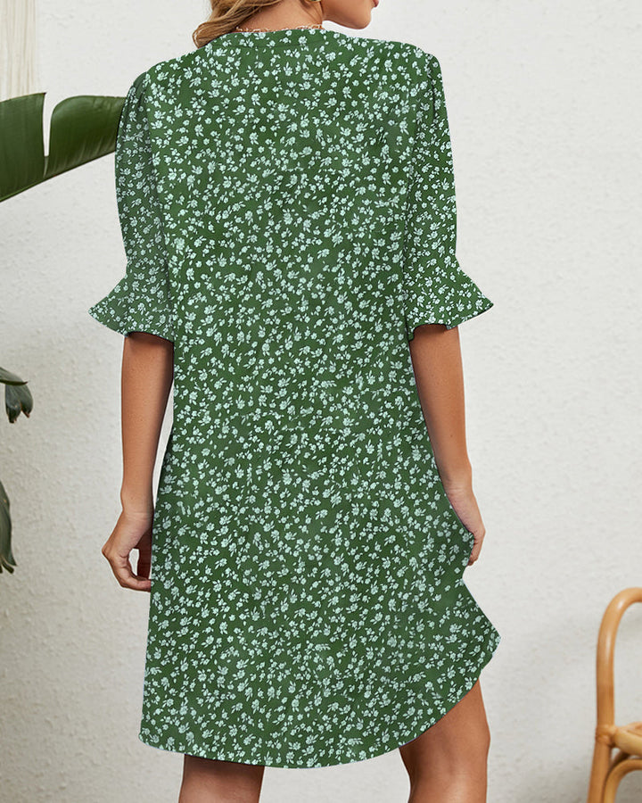 Robe verte à fleurs pour femmes