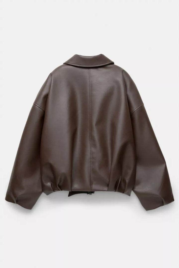 Victoire | VESTE EN CUIR MARRON
