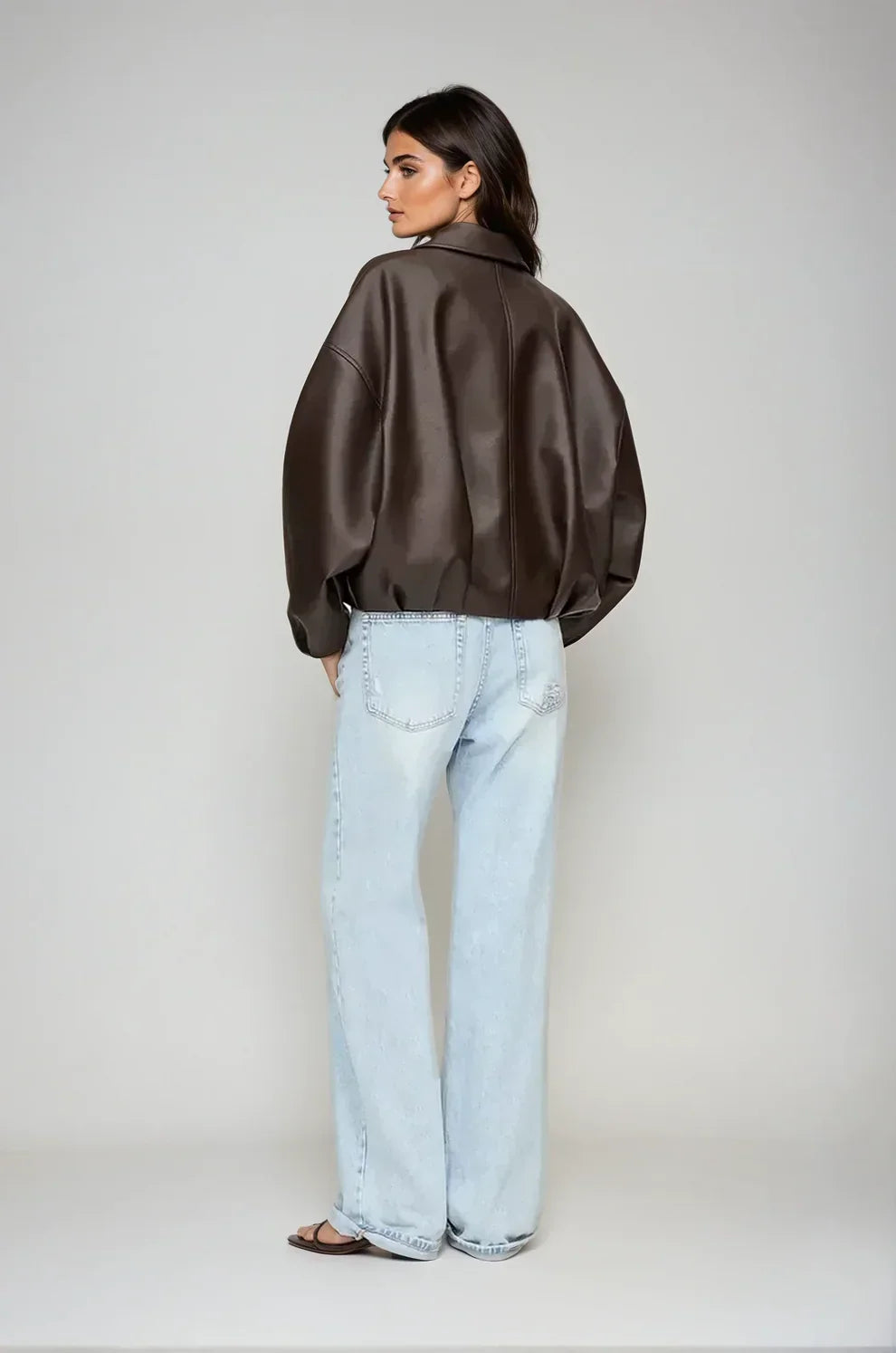 Victoire | VESTE EN CUIR MARRON