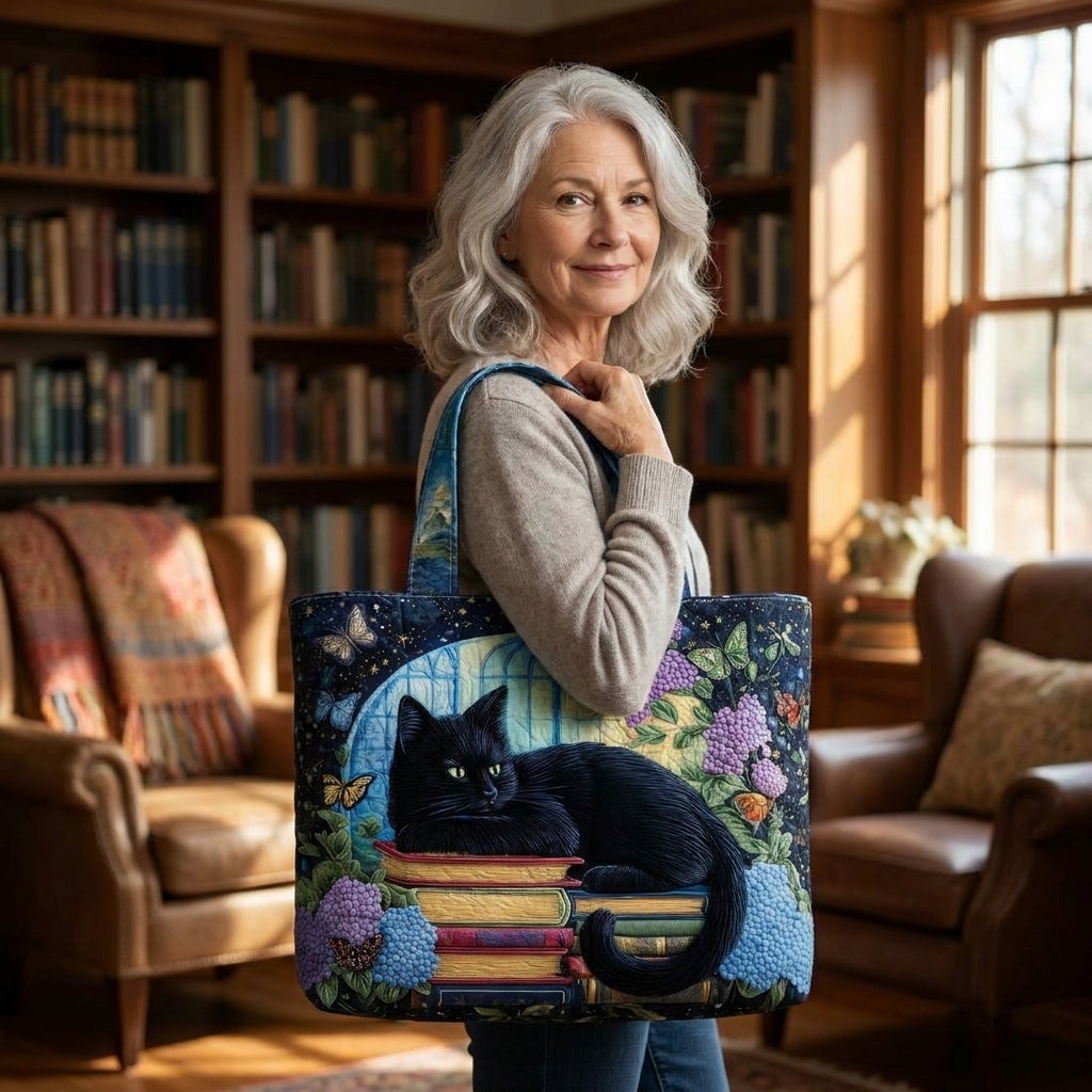 Sac Artisanal - Chat Noir sur les Livres