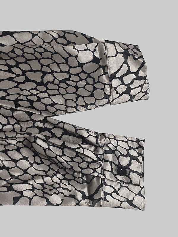 Blanche | CHEMISIER EFFET SATIN À MOTIF ARTISTIQUE
