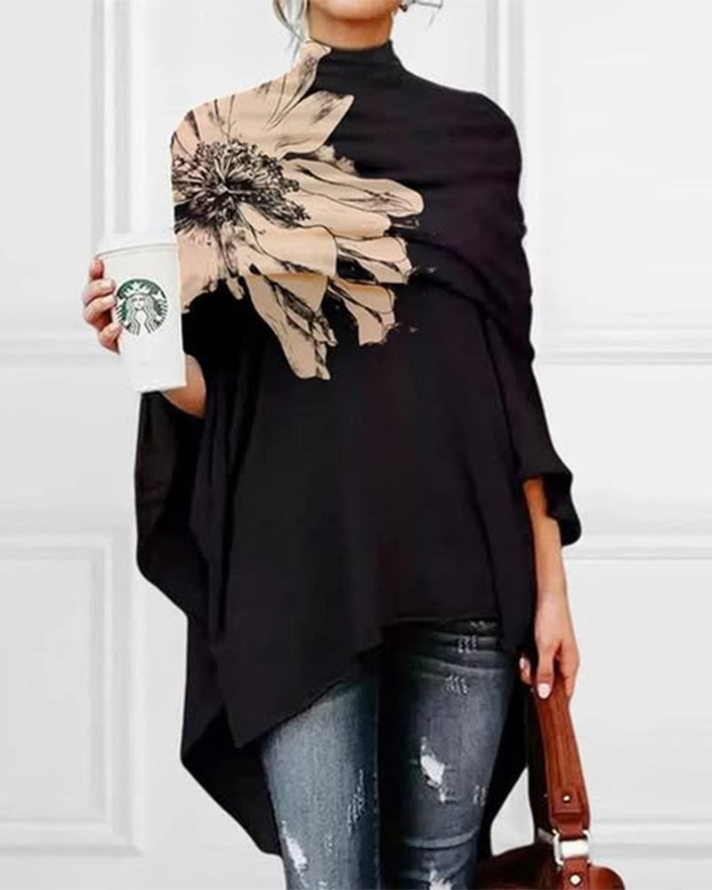 T-Shirt Avec Motif Floral, Col Haut Et Asymétrique Caractéristiques