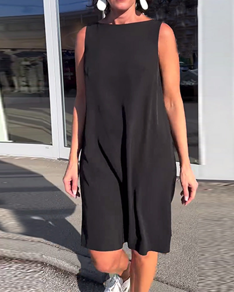 Robe Sans Manches Unie Shift