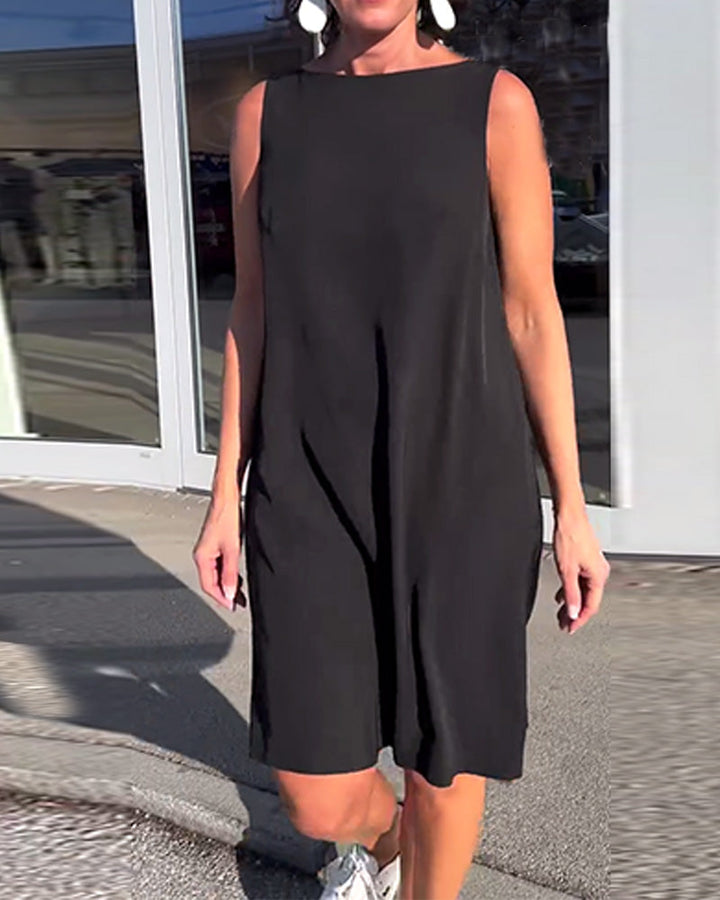 Robe Sans Manches Unie Shift