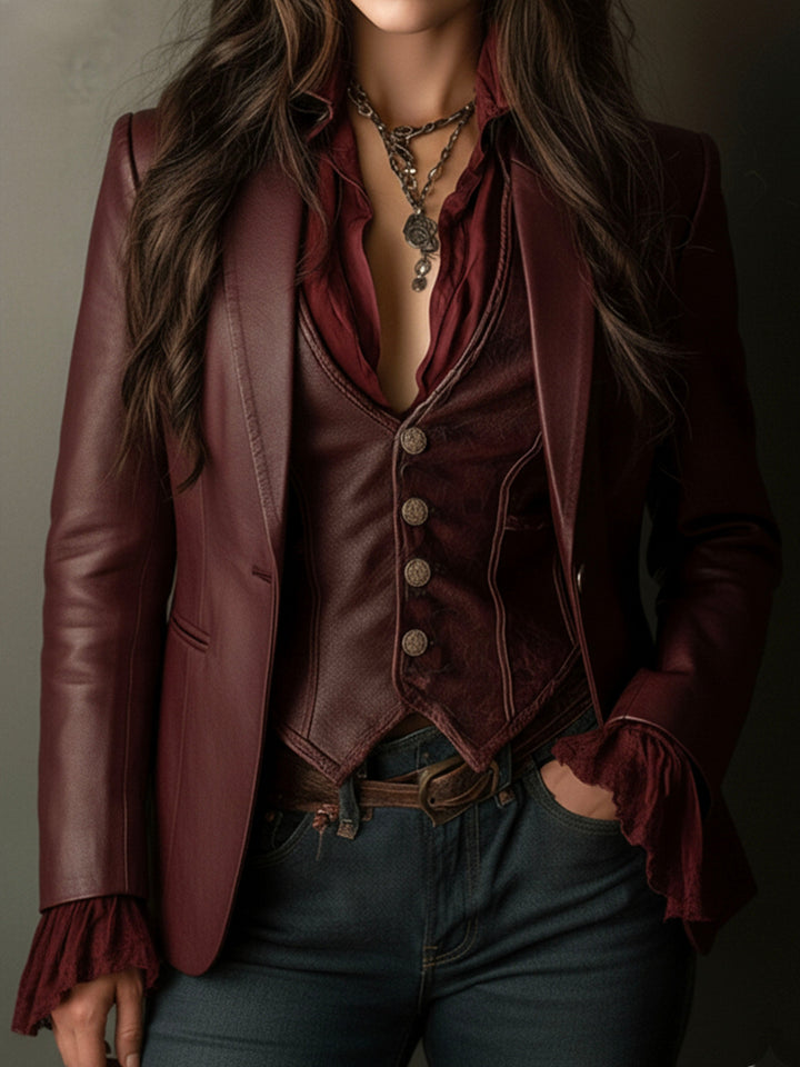 Delphine | Blazer Vintage Bordeaux