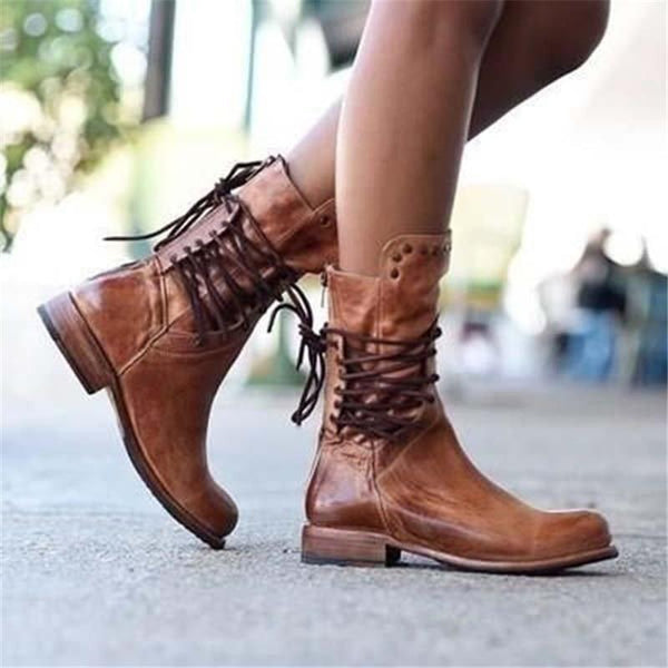 Ciss™ Bottes Vintage à Lacets