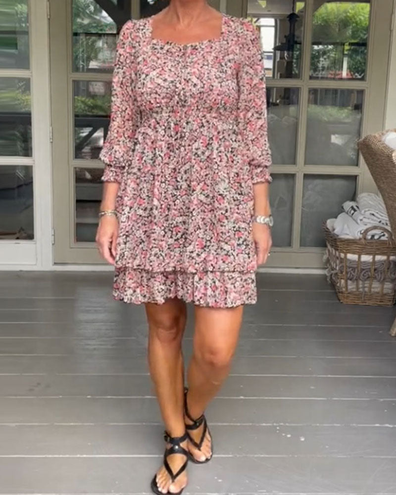 Robe décontractée à imprimé floral et encolure carrée