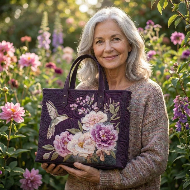 Sac Artisanal Matelassé - Colibris et Orchidées