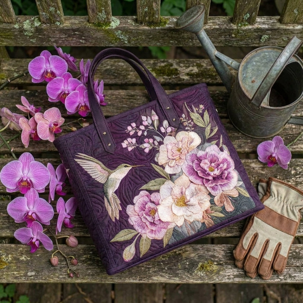 Sac Artisanal Matelassé - Colibris et Orchidées