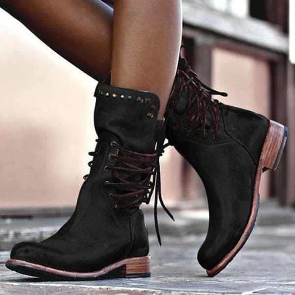 Ciss™ Bottes Vintage à Lacets
