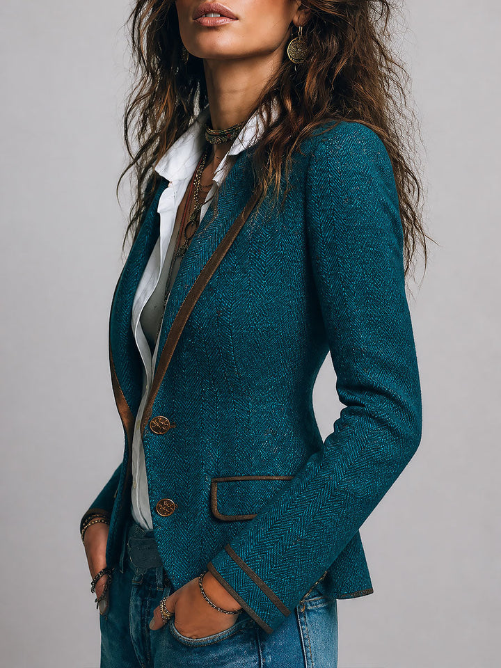 Éléonore | Blazer Chevrons Ajusté à Liserés Contrastants