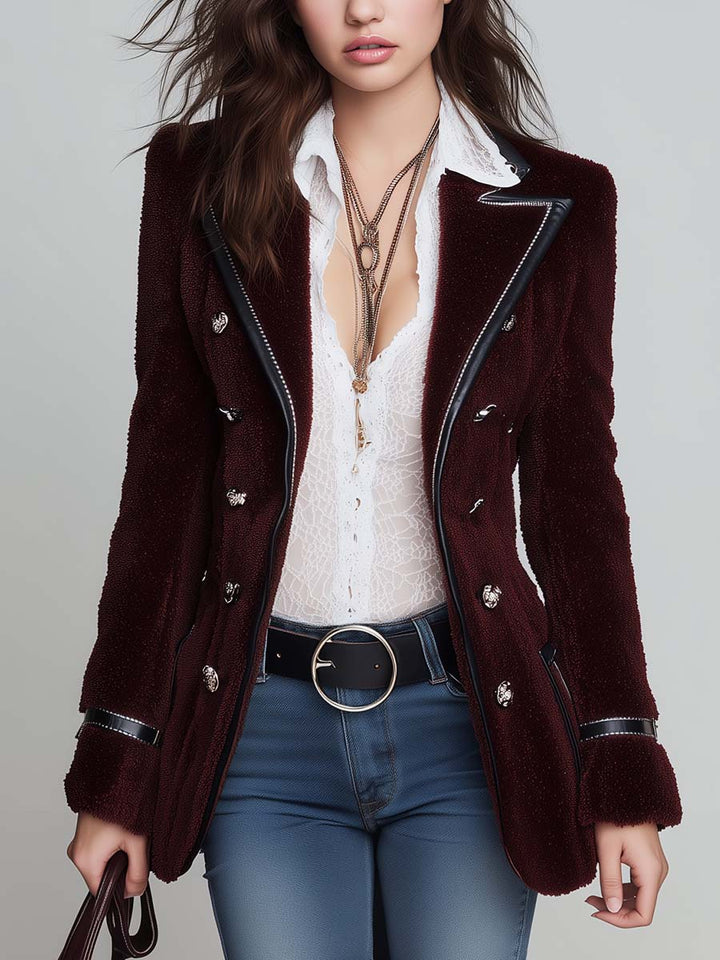 Clémentine | Blazer Croisé à Liserés Contrastants