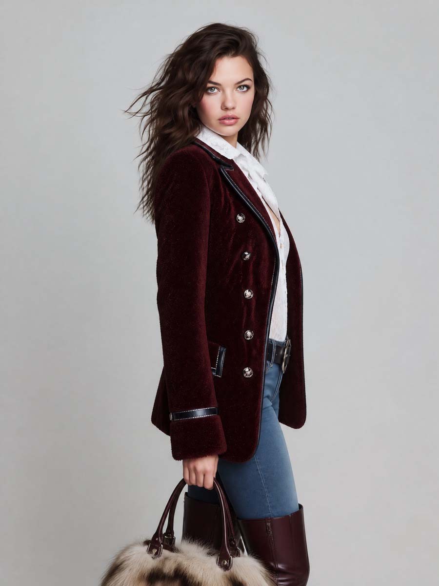 Clémentine | Blazer Croisé à Liserés Contrastants