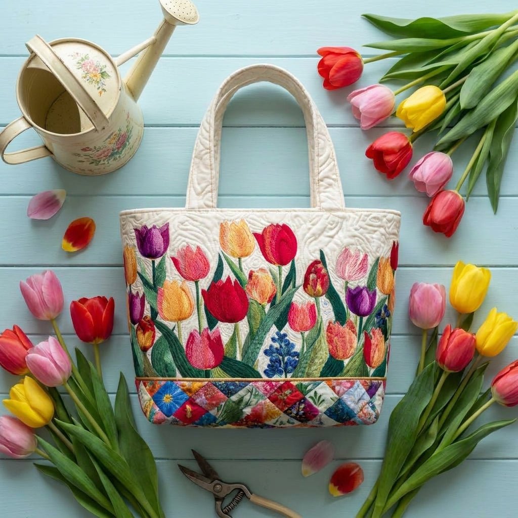 Sac Cabas Matelassé - Jardin de Tulipes
