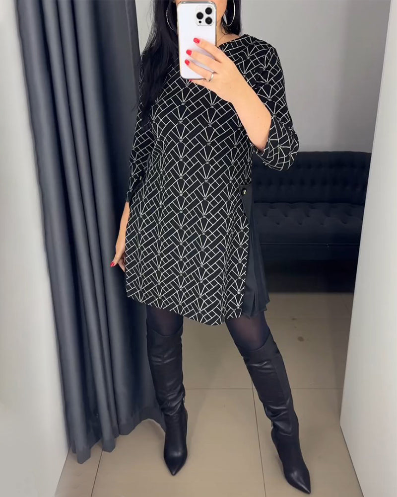 Robe imprimée ligne col rond