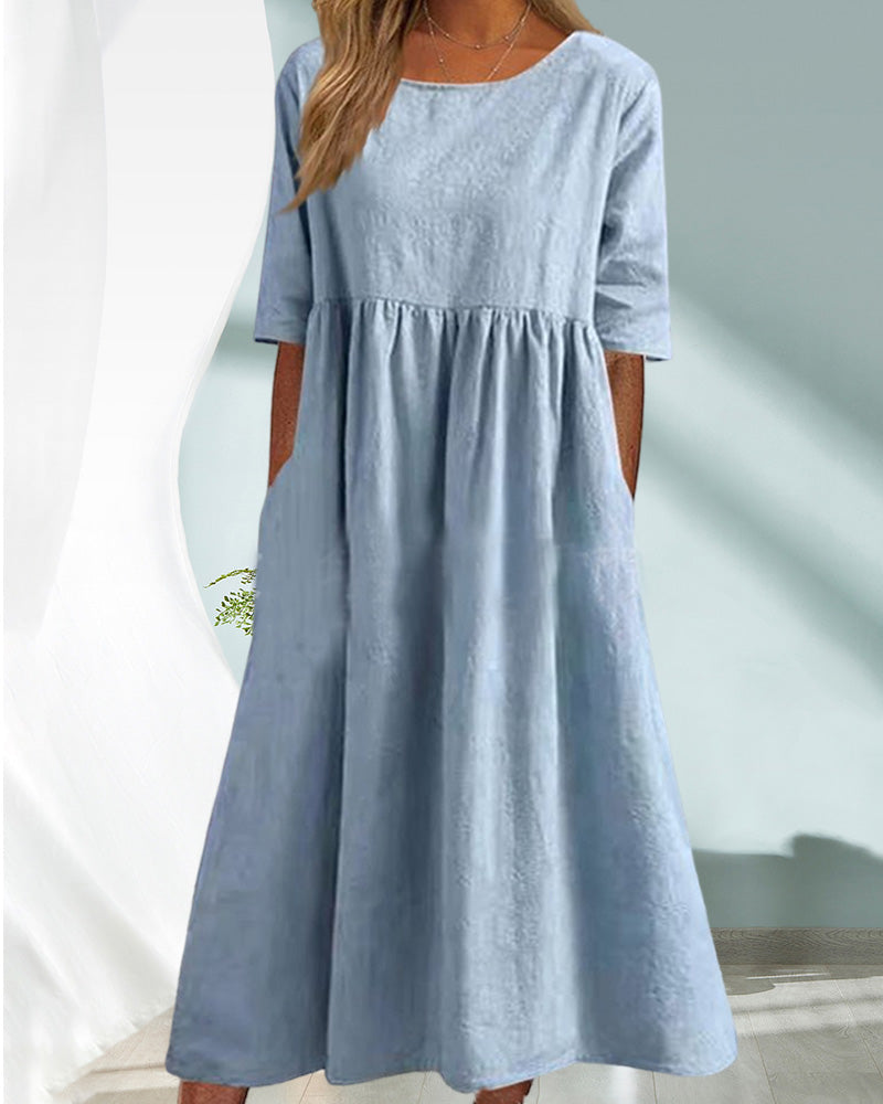 Robe unie en coton lin