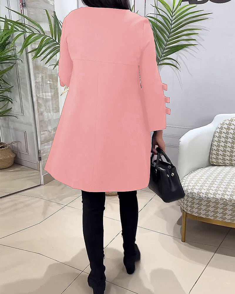 Robe décontractée au genou avec manches longues