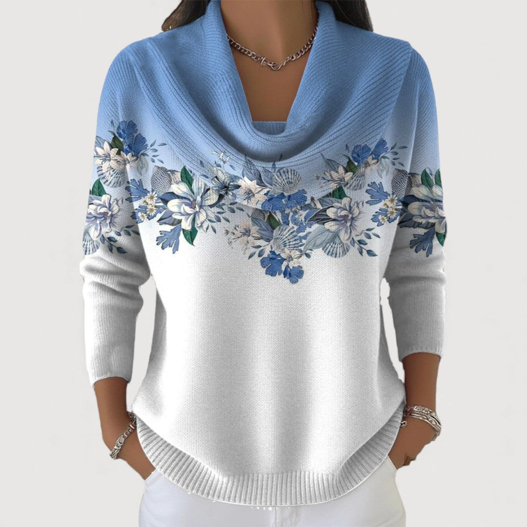 Aurora — Pull Fleuri Col Roulé