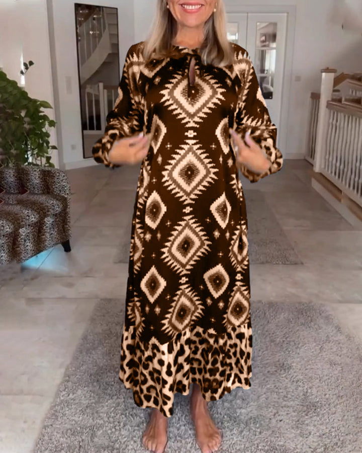 Robe à imprimé géométrique à manches longues