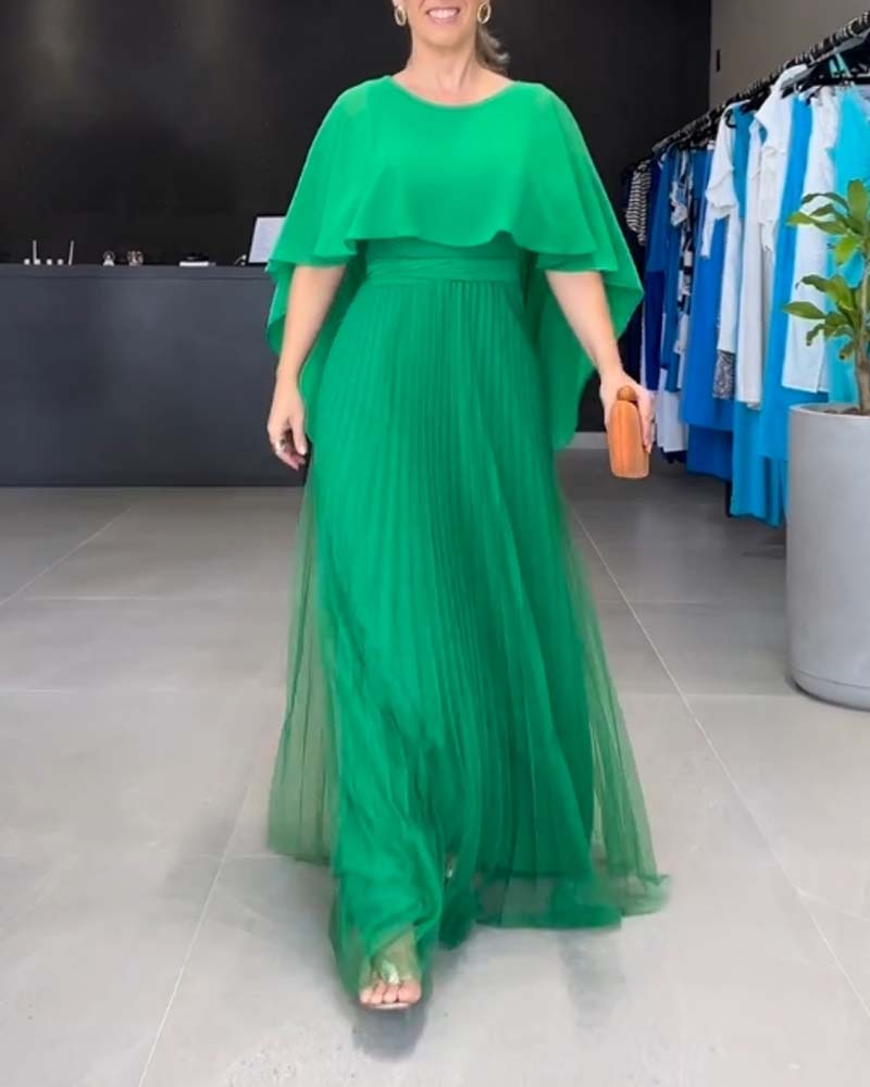 Robe longue à col rond et ligne A