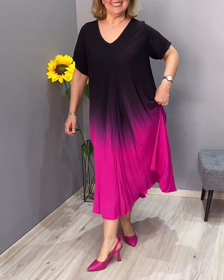 Robe dégradée plissée décontractée
