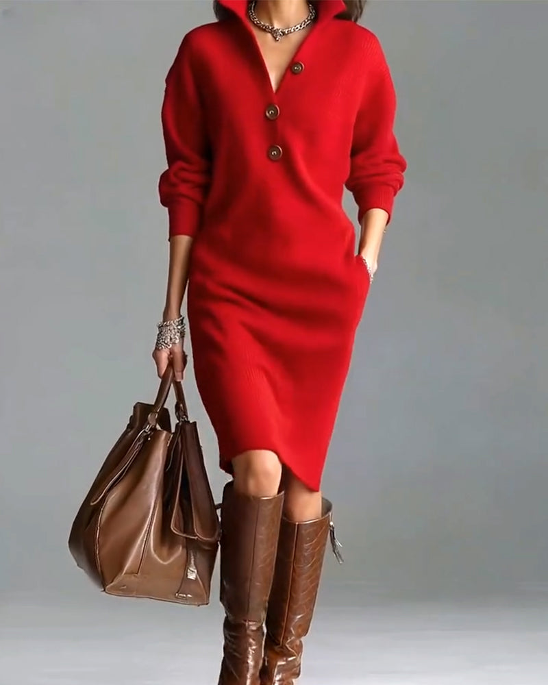 Robe pull décontractée de couleur unie pour l&
