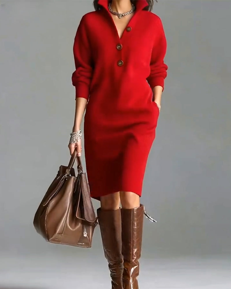 Robe pull décontractée de couleur unie pour l&