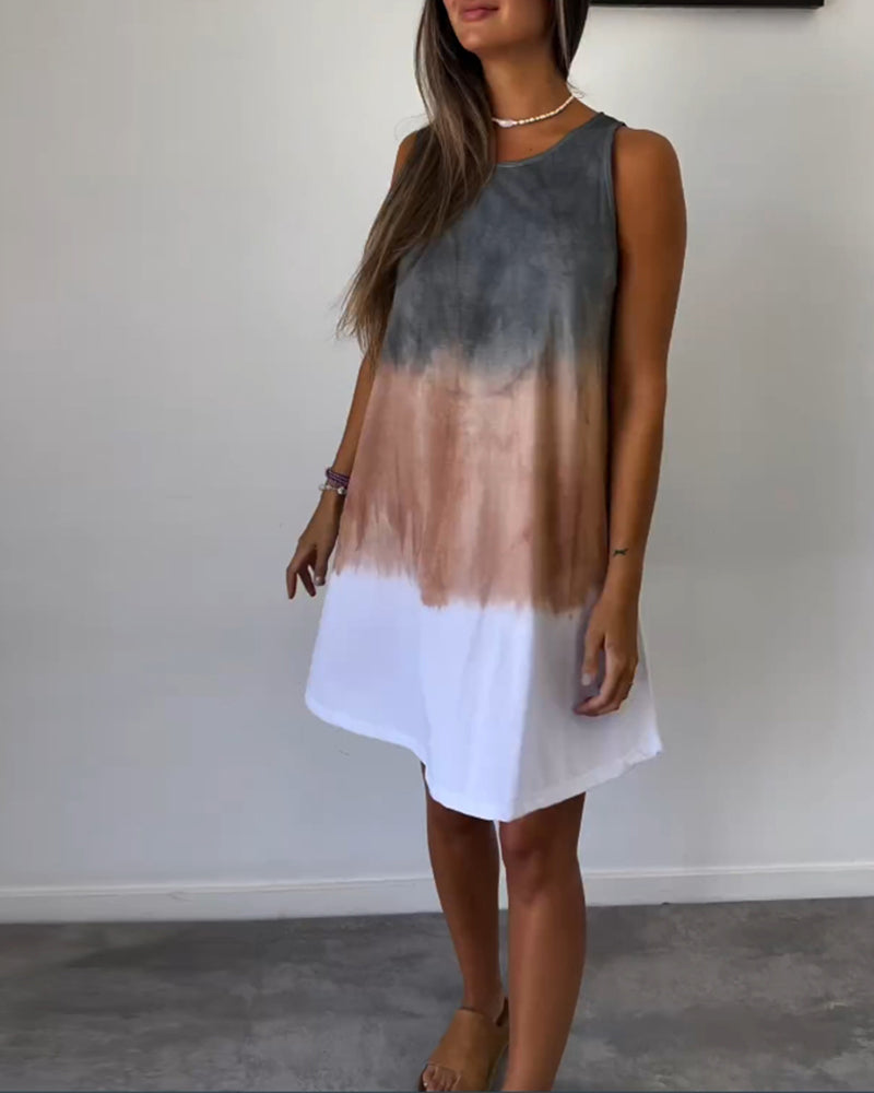 Robe décontractée sans manches bloc de couleur