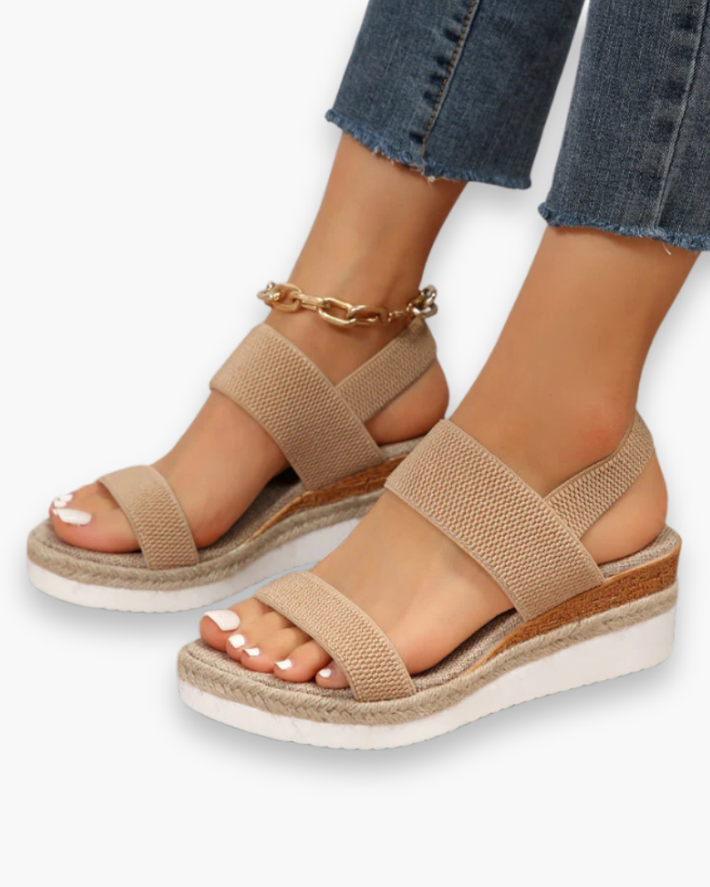 Sandales Compensées À Brides Pour Femme | Élégante Et Stable