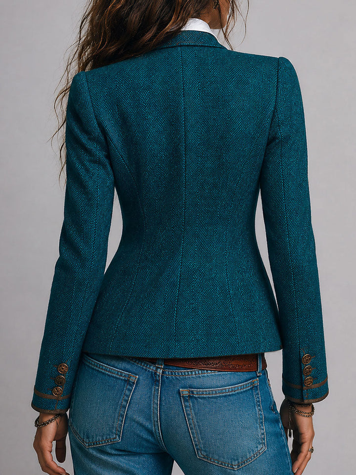 Éléonore | Blazer Chevrons Ajusté à Liserés Contrastants
