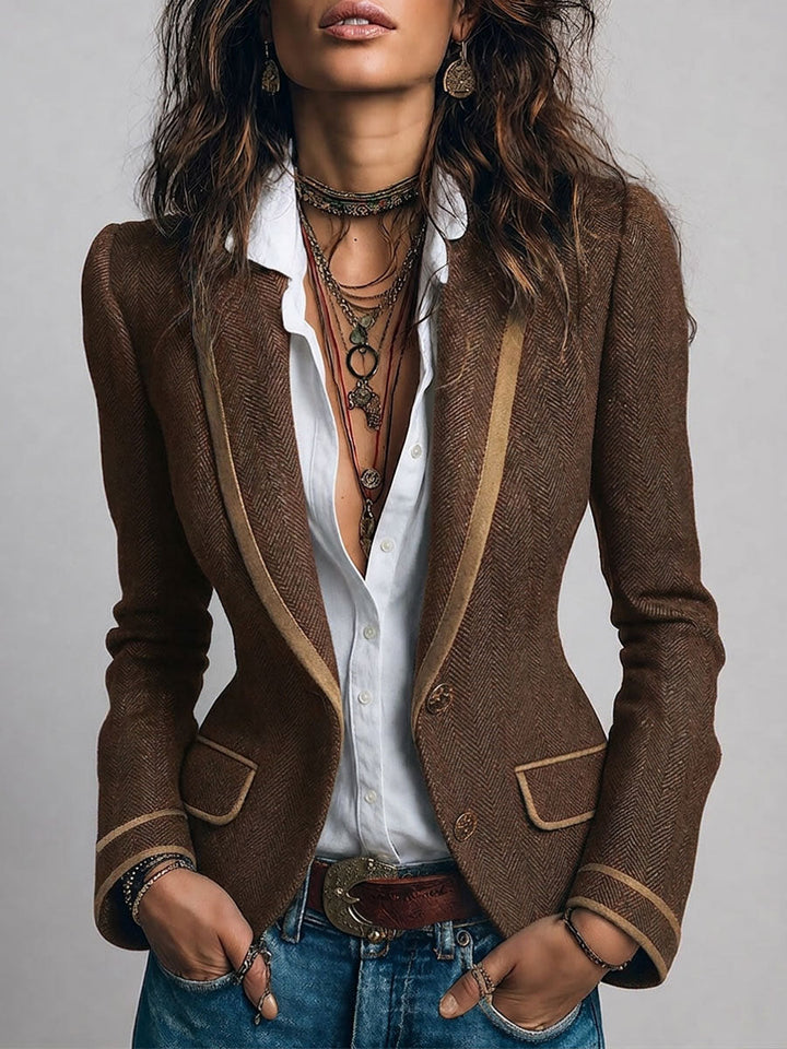 Éléonore | Blazer Chevrons Ajusté à Liserés Contrastants