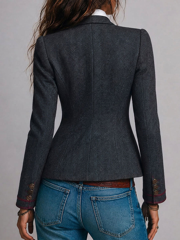 Éléonore | Blazer Chevrons Ajusté à Liserés Contrastants