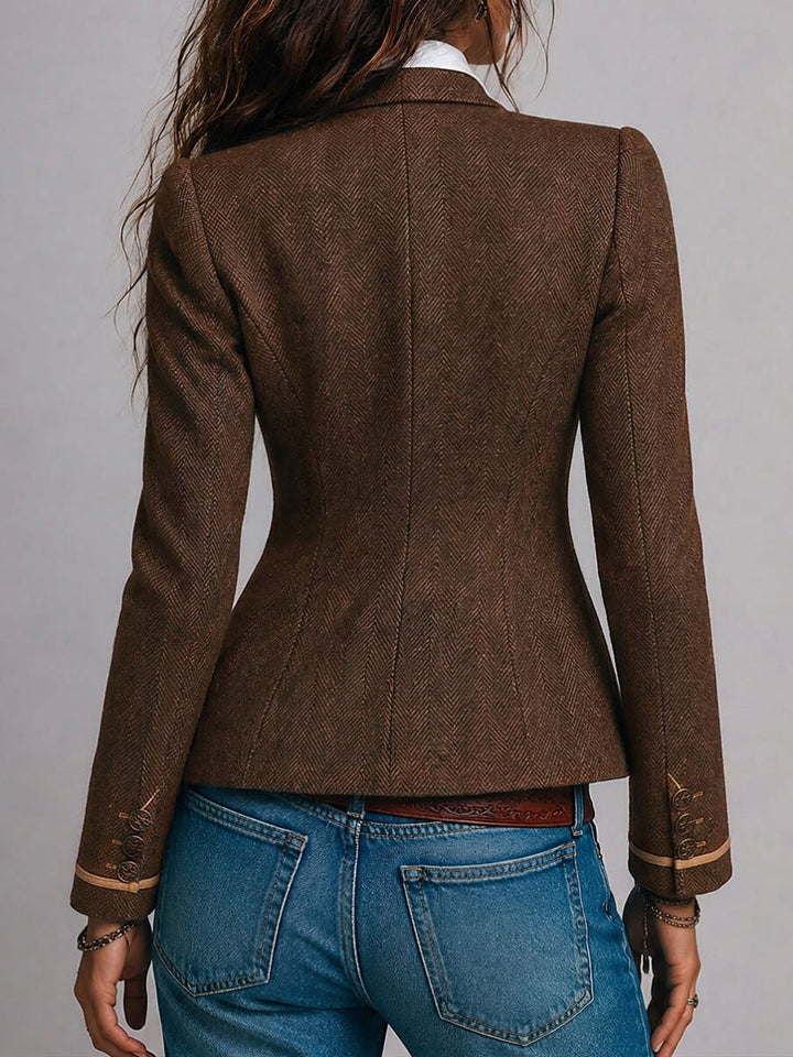 Éléonore | Blazer Chevrons Ajusté à Liserés Contrastants