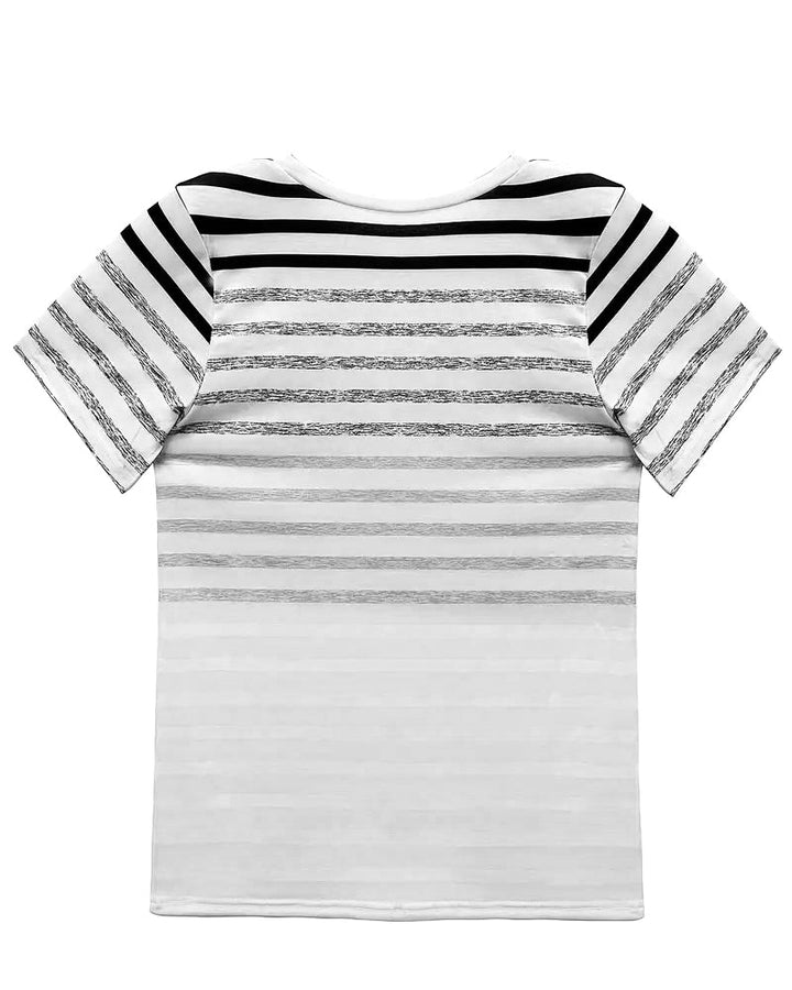 T-Shirt Col Rond Manches Courtes À Rayures