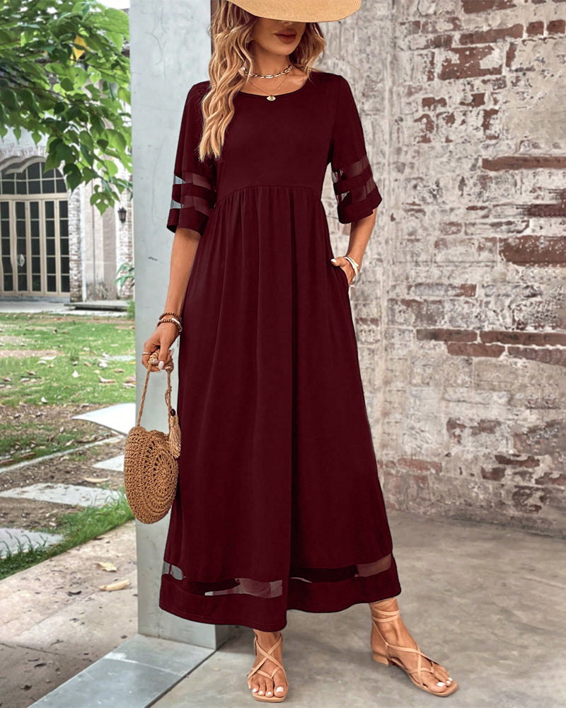 Robe élégante à Manches Mi-Longues Et Col Rond Décontracté