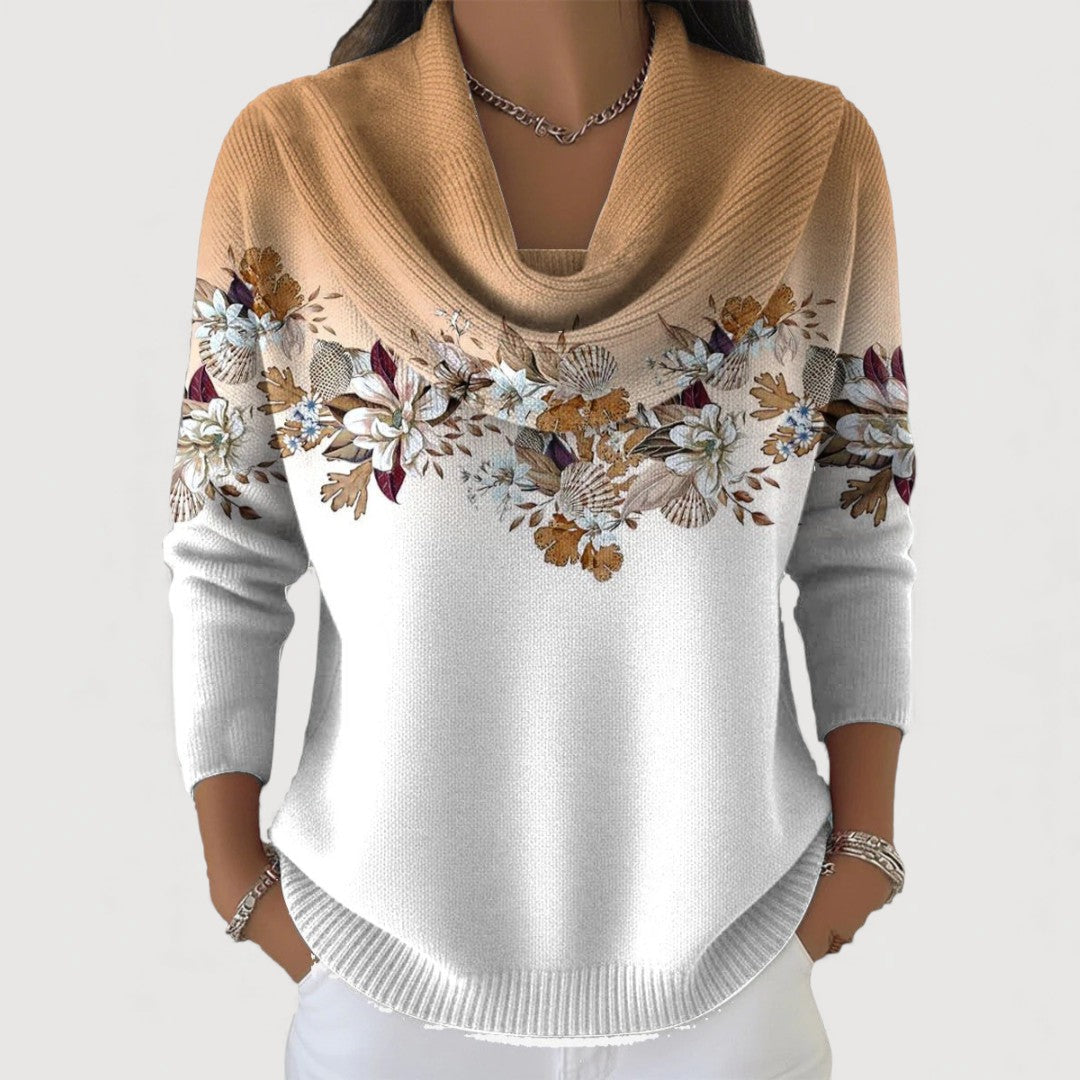 Aurora — Pull Fleuri Col Roulé
