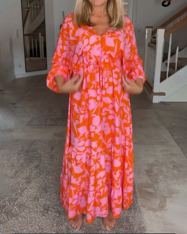 Robe à manches longues et imprimé floral