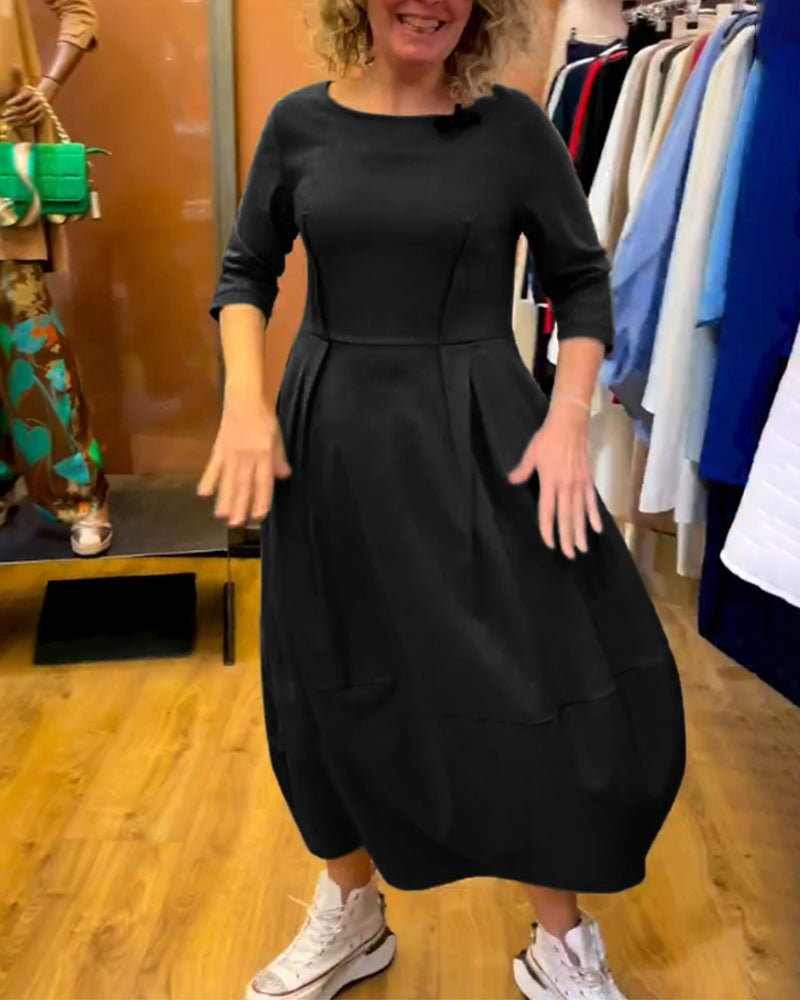 Robe à col rond et manches 2/3