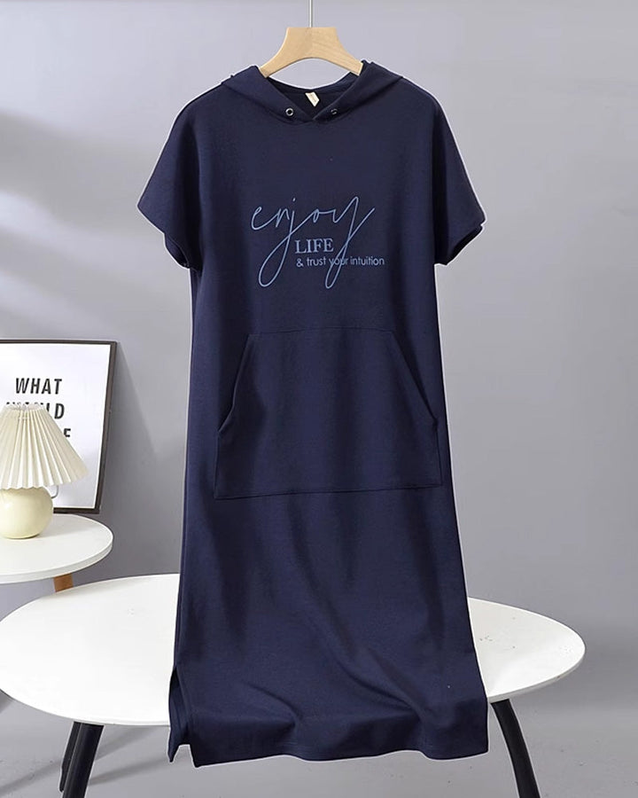Robe À Capuche Décontractée Cordon