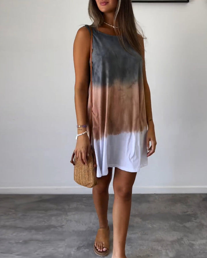 Robe décontractée sans manches bloc de couleur