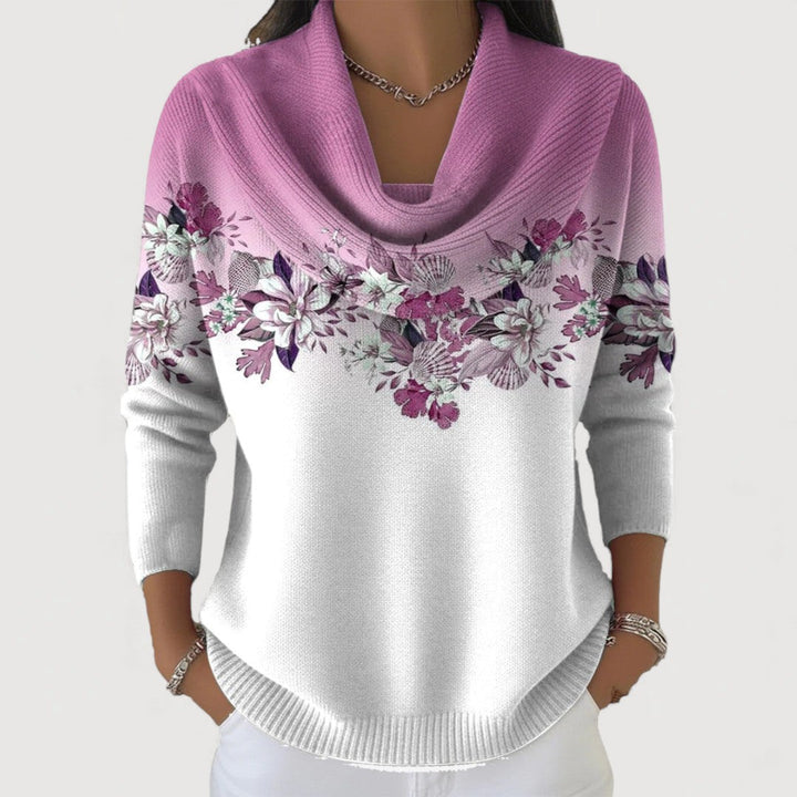 Aurora — Pull Fleuri Col Roulé