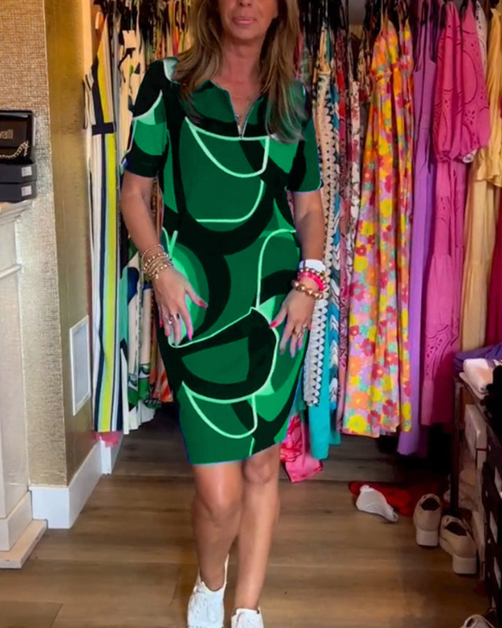 Robe imprimée droite à col en V
