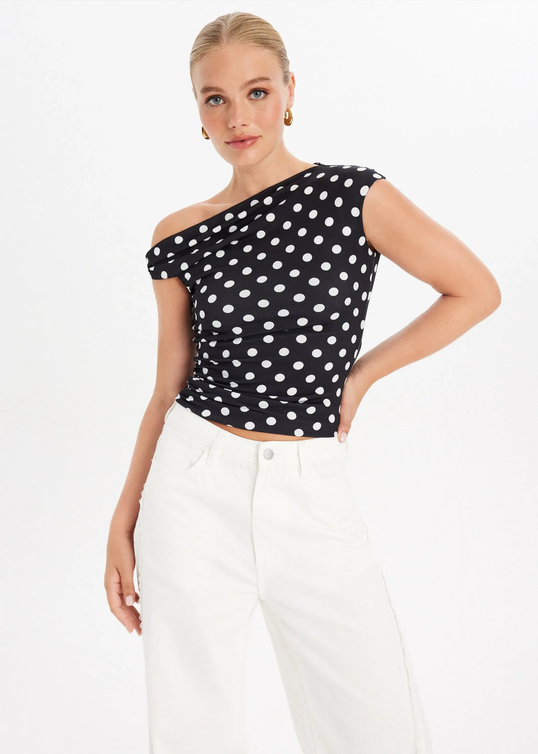 Manon | TOP ASYMÉTRIQUE À POIS