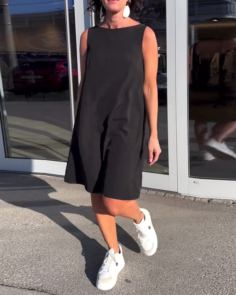Robe Sans Manches Unie Shift
