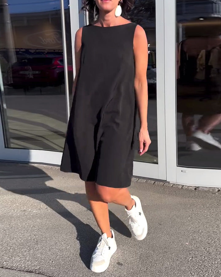 Robe Sans Manches Unie Shift