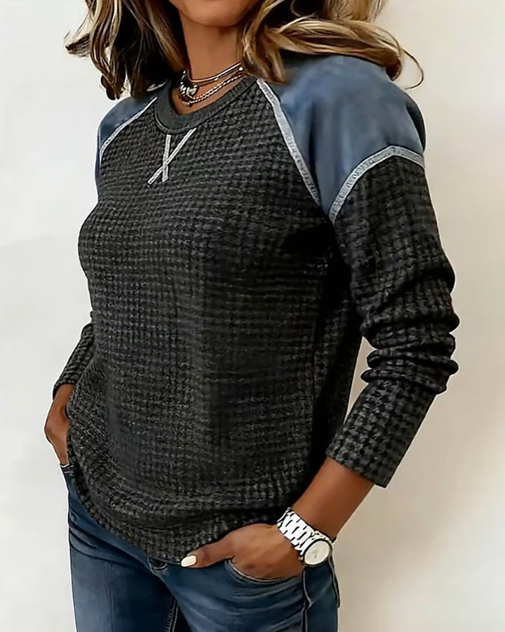 Top Avec Texture en Waffle, Manches Raglan Et Design En Blocs De Couleur