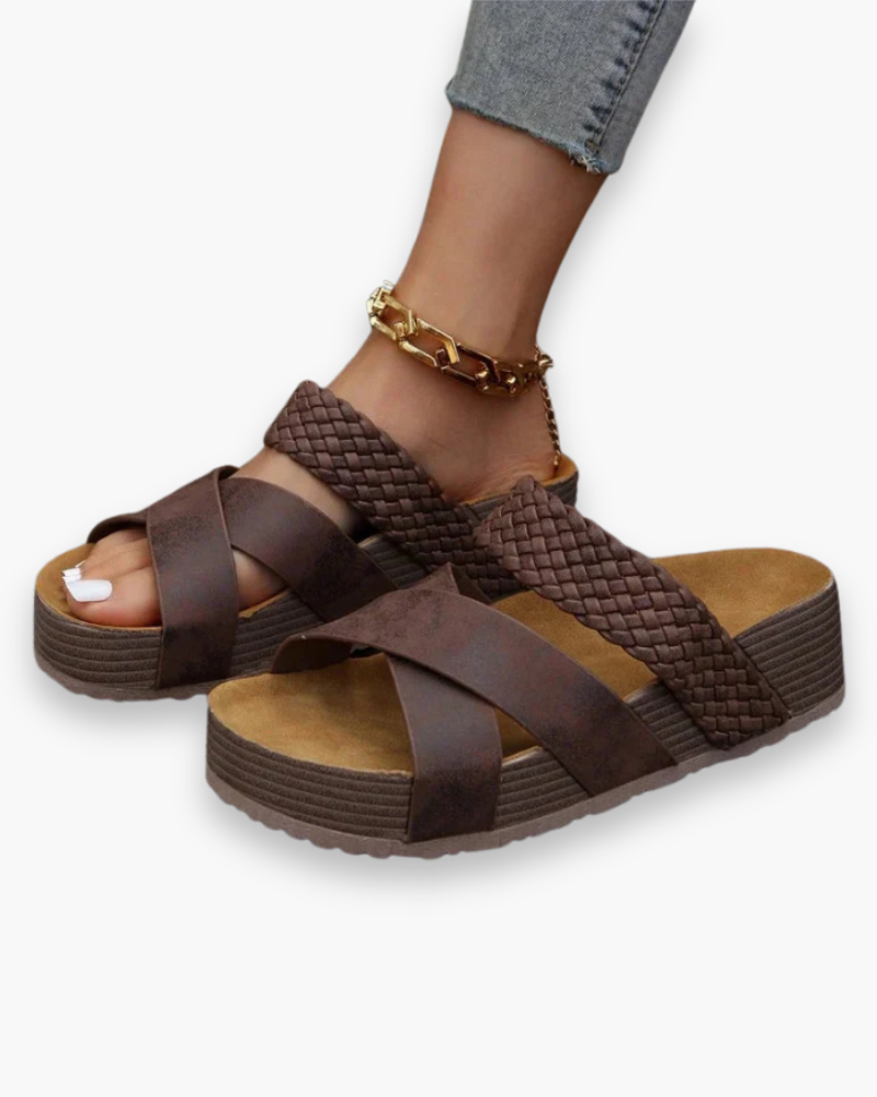 Iris - Sandales Plates Croisées pour Femme, Respirantes et Souples