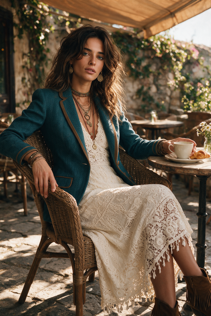 Éléonore | Blazer Chevrons Ajusté à Liserés Contrastants