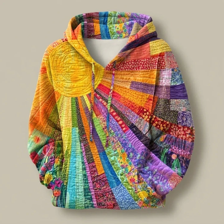 Dawnella | Sweat à capuche patchwork multicolore bohème
